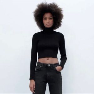 Zara cropped mock neck sweater
